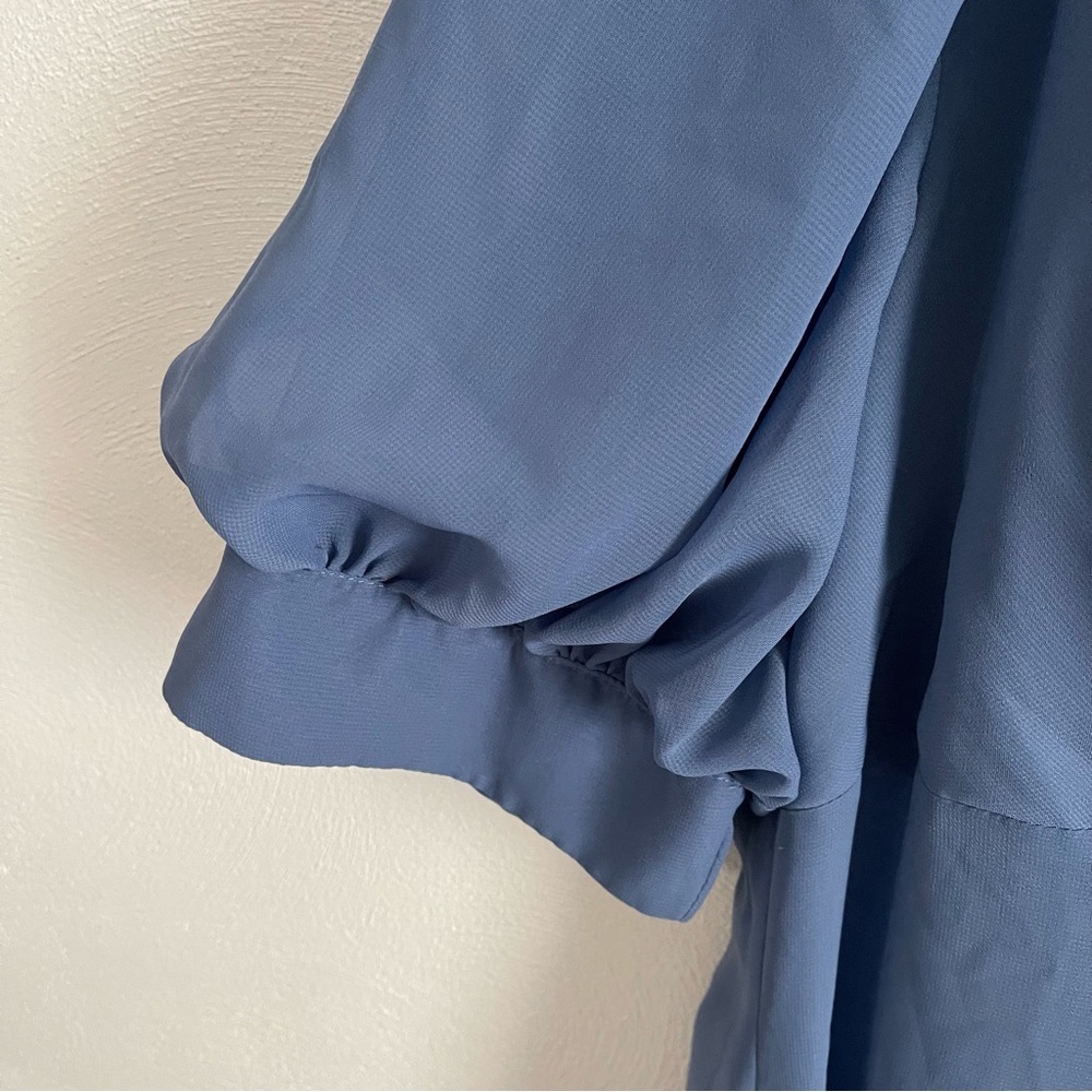 NWT JJ’s House V-nech A-line Chiffon Midi Dress Puff Sleeves Tea-Length 271450 - Picture 4 of 11